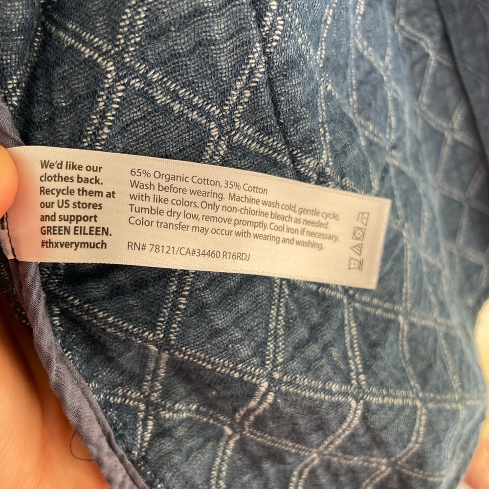 Eileen Fisher Organic Cotton Rhombus Jacquard Open-Front Quilted Jacket 1X - Picture 7 of 8